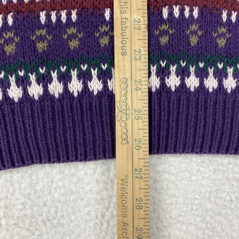 Vintage Eddie Bauer Sweater‎ Mens Size L Purple Geometric Nordic Pullover *READ*